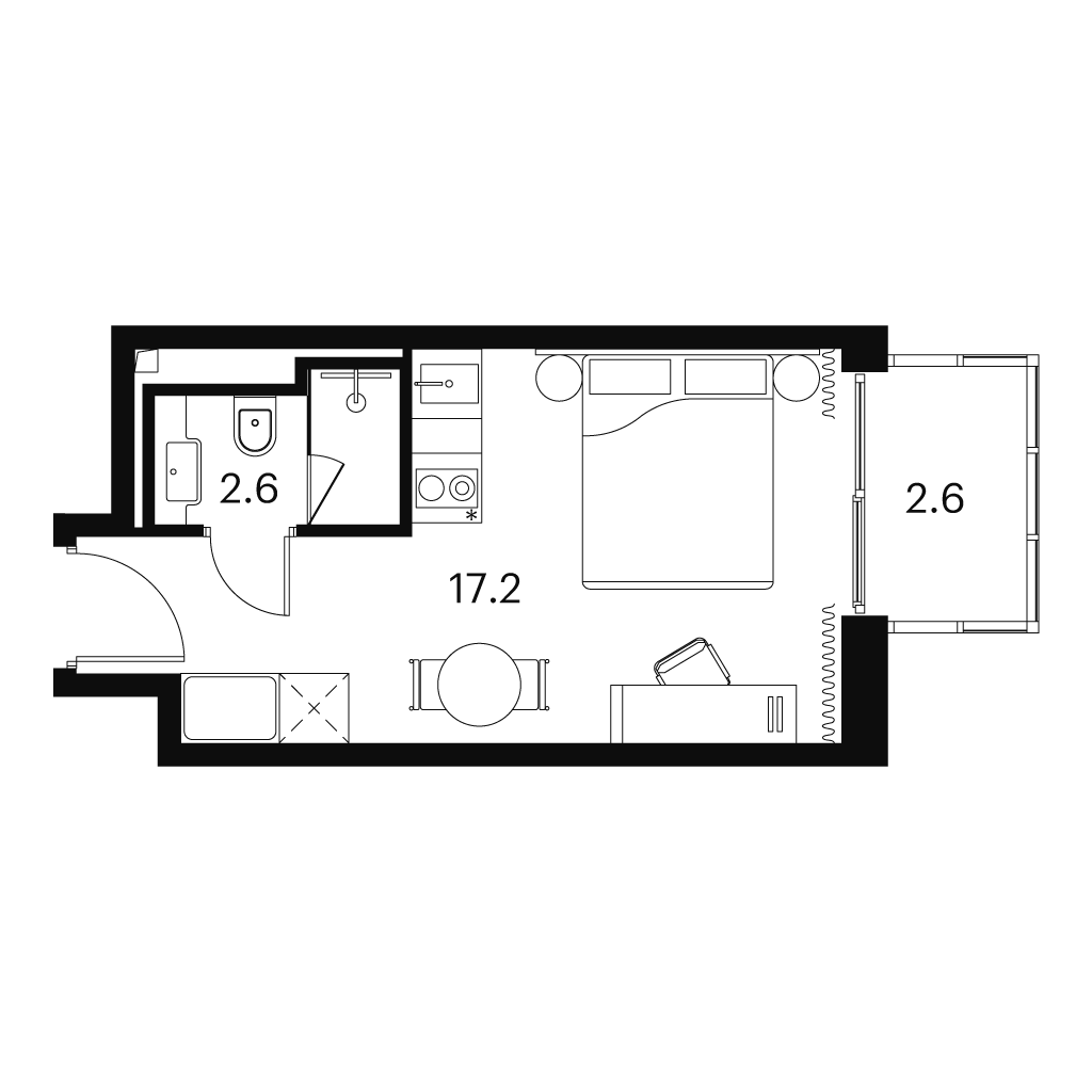 1-комнатная 22 м2 в ЖК Аквилон SIGNAL корпус null этаж 16