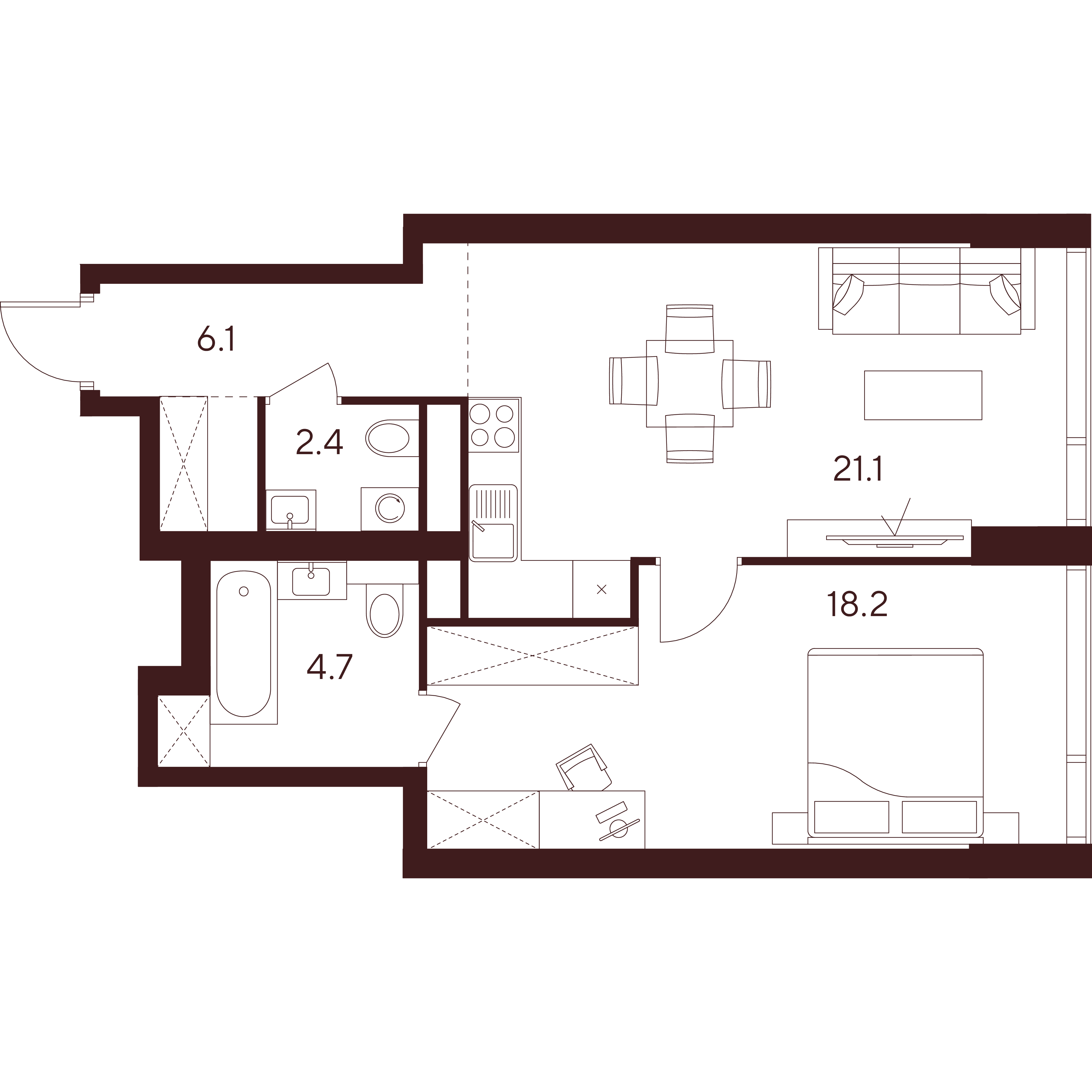 Студия 52 м2 в ЖК Инди Тауэрз от Аквилон корпус null этаж 4