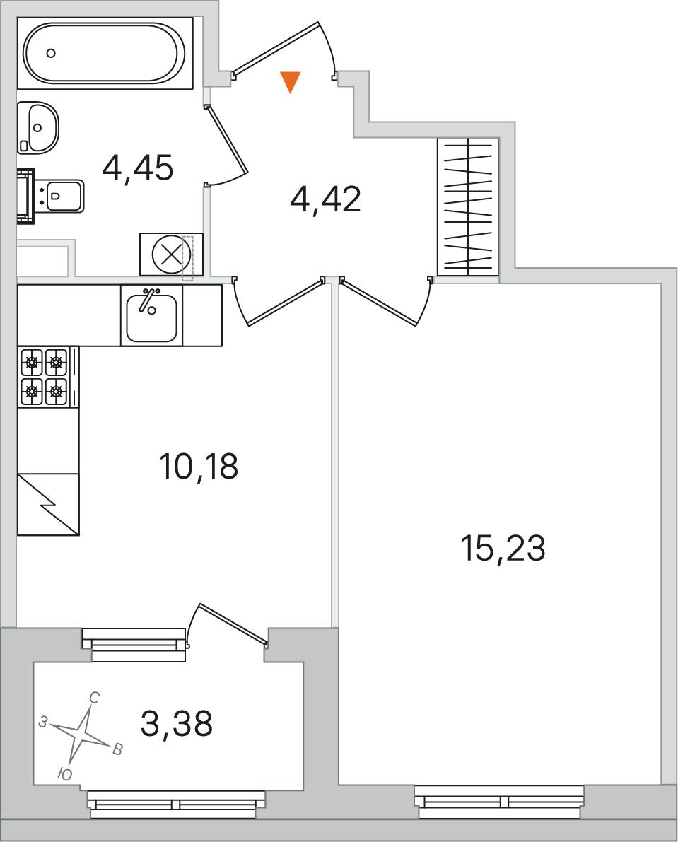 1-комнатная 35 м2 в ЖК Дубровский корпус null этаж 2
