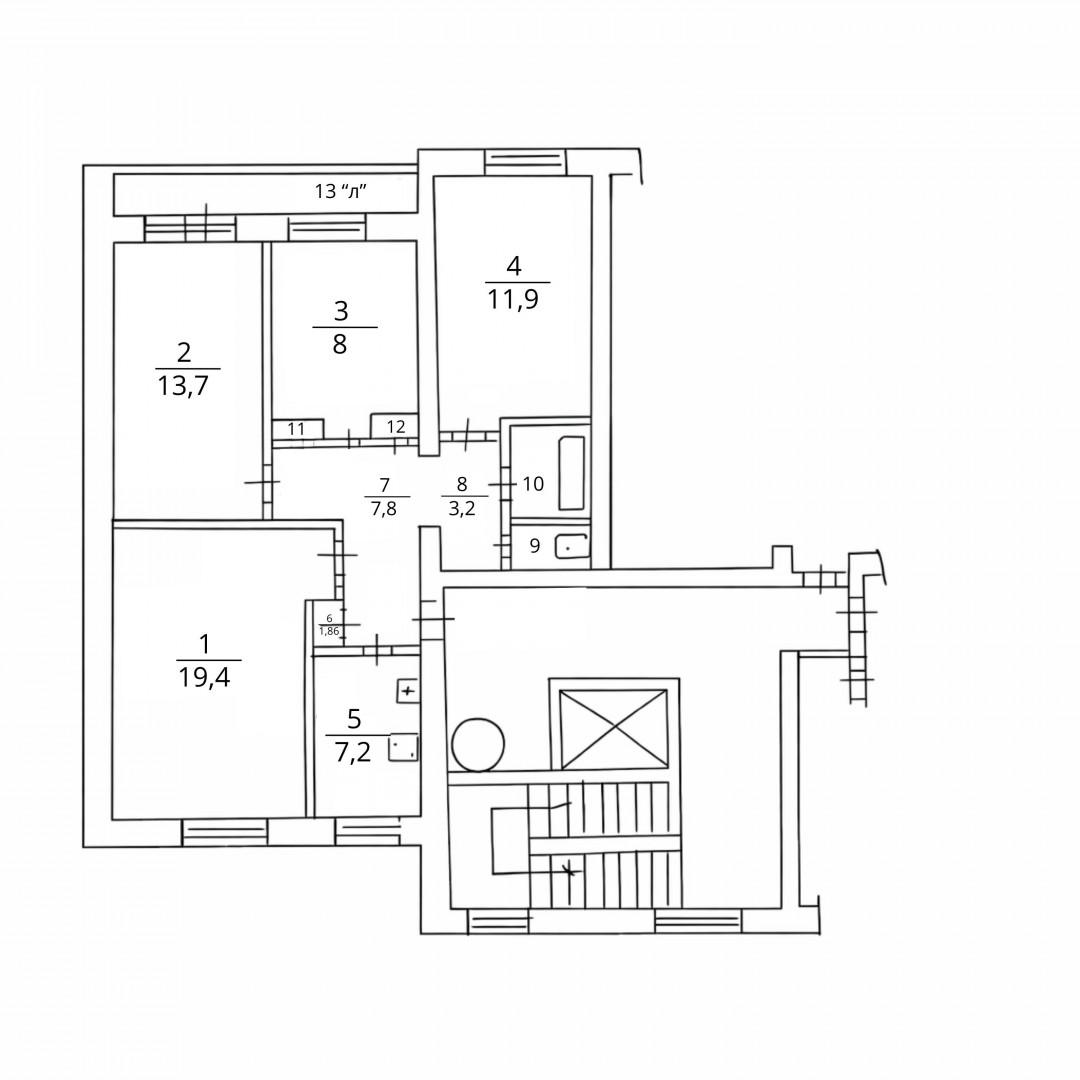 4-комнатная 82.1 м2 в ЖК undefined корпус null этаж 9