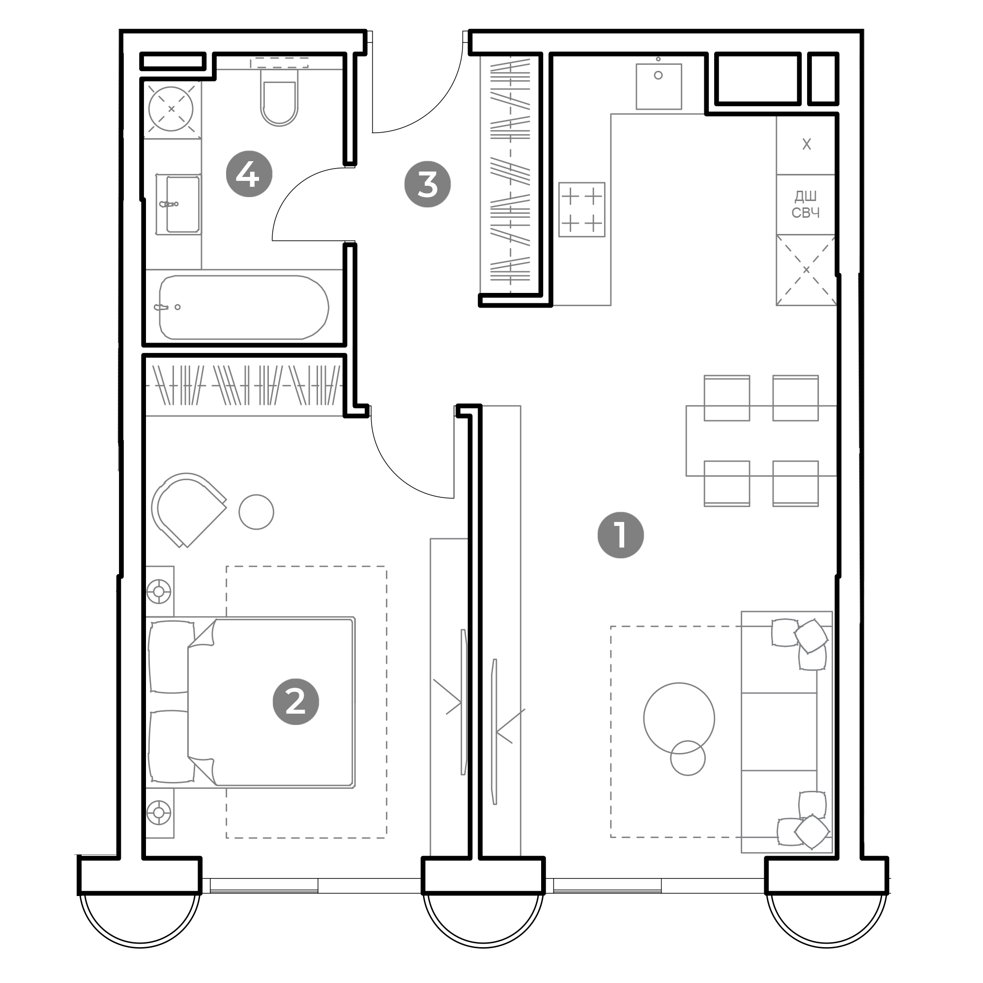 2-комнатная 54 м2 в ЖК Nametkin Tower корпус null этаж 8