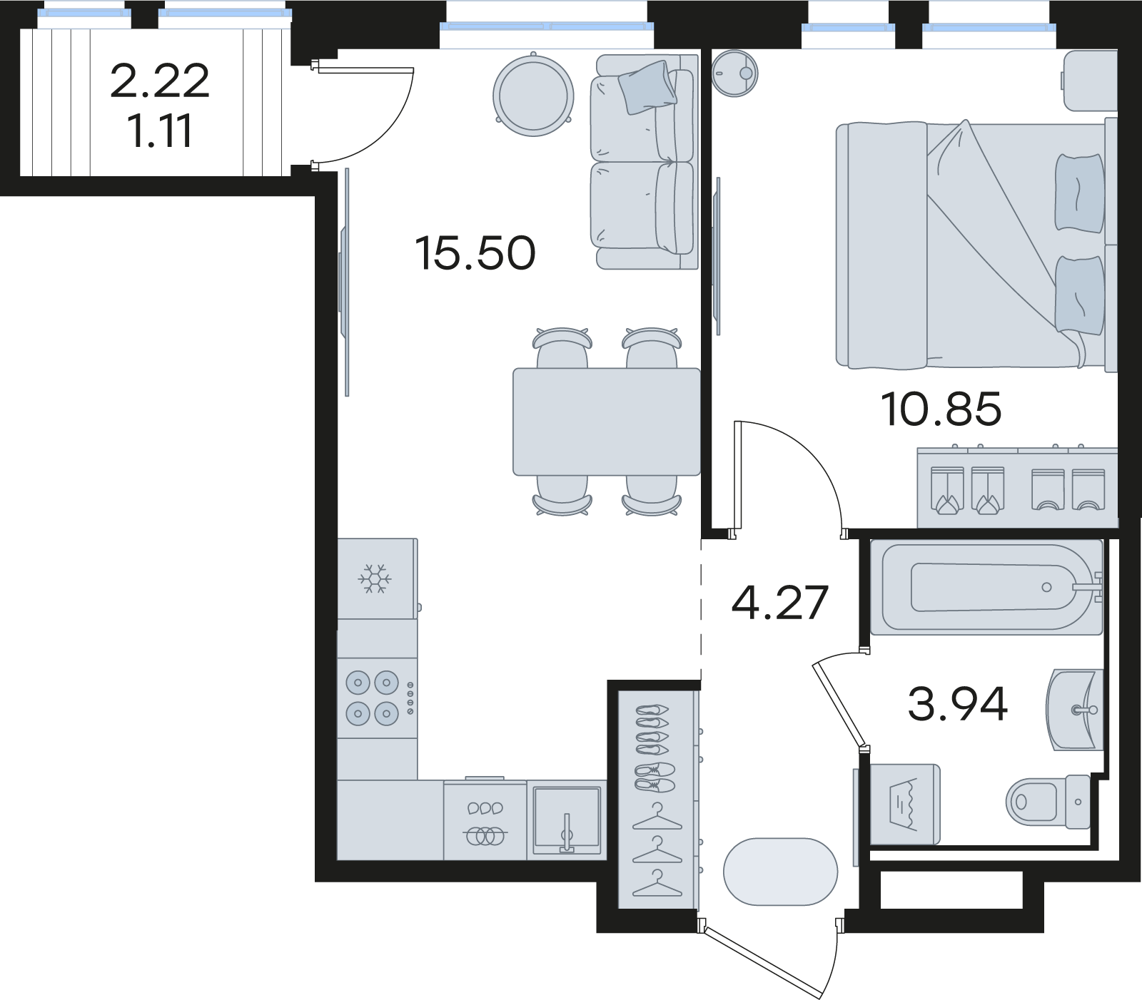 1-комнатная 35 м2 в ЖК Новинки корпус null этаж 2