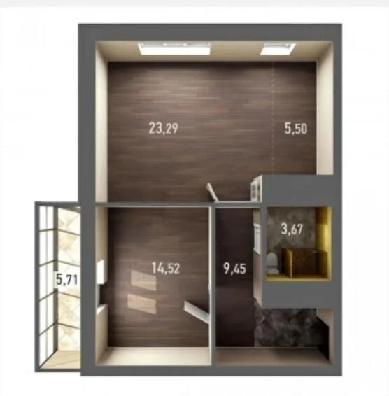 2-комнатная 57.3 м2 в ЖК undefined корпус null этаж 16