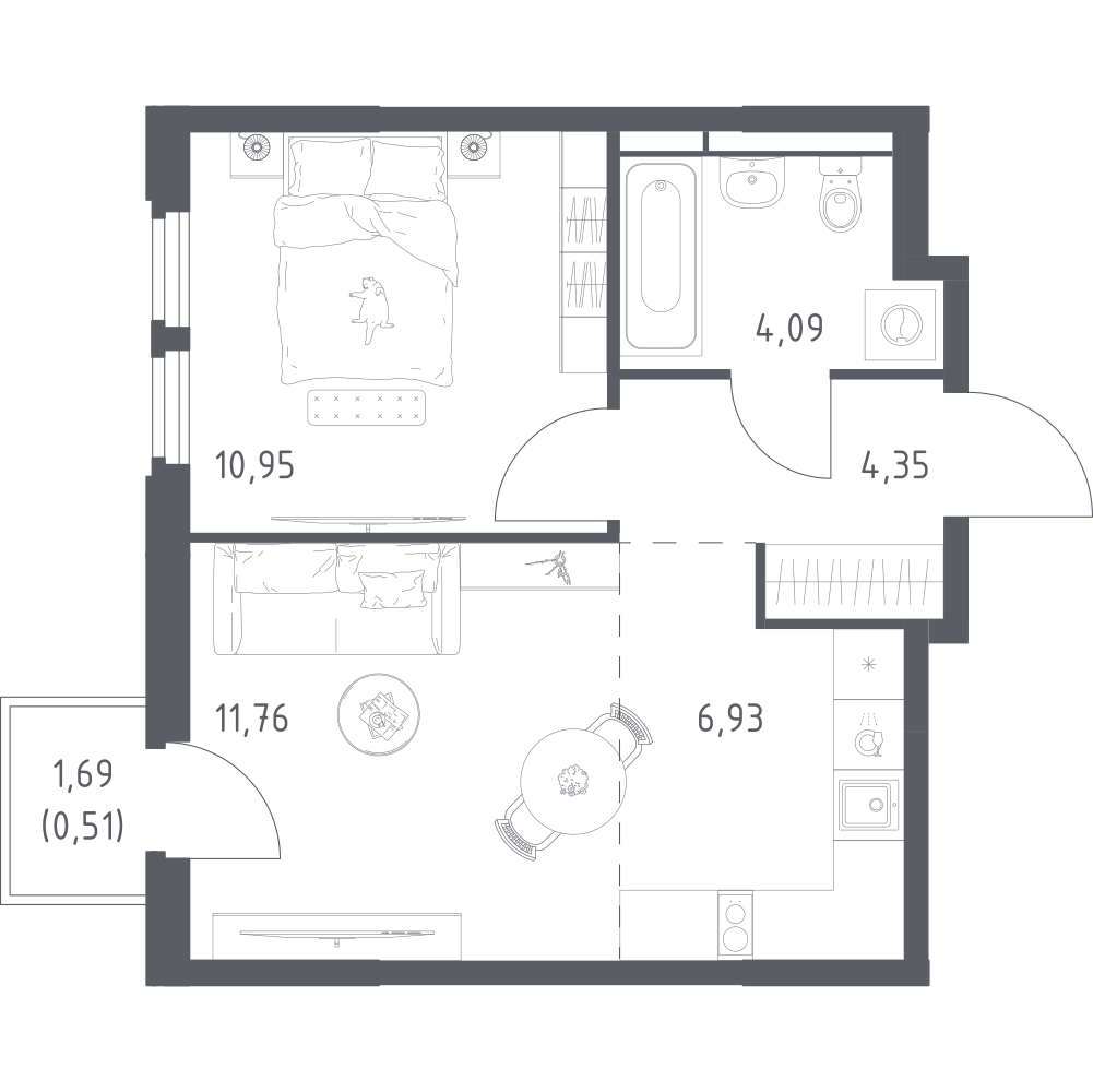 Студия 38 м2 в ЖК Космический Квартал корпус null этаж 5