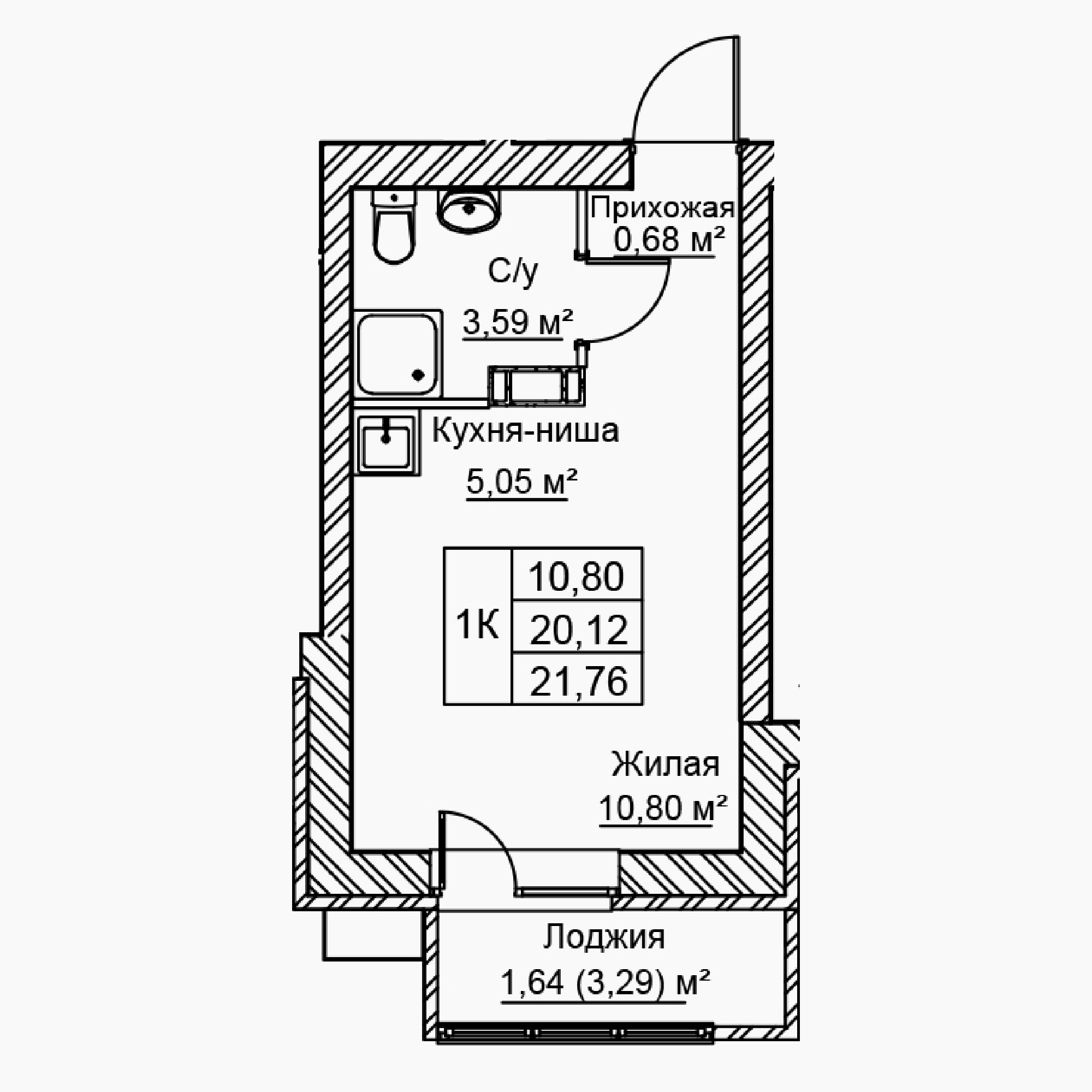 1-комнатная 21 м2 в ЖК Сталь корпус null этаж 3