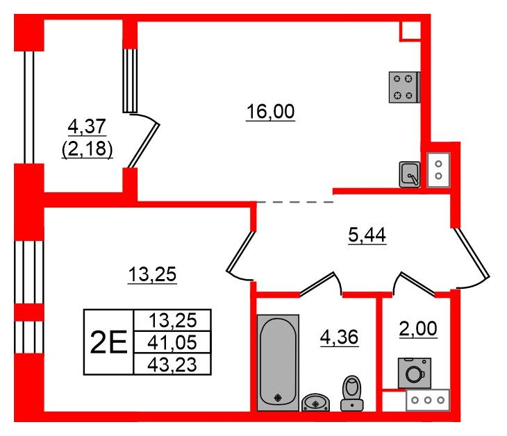 1-комнатная 43 м2 в ЖК Знатный корпус null этаж 7