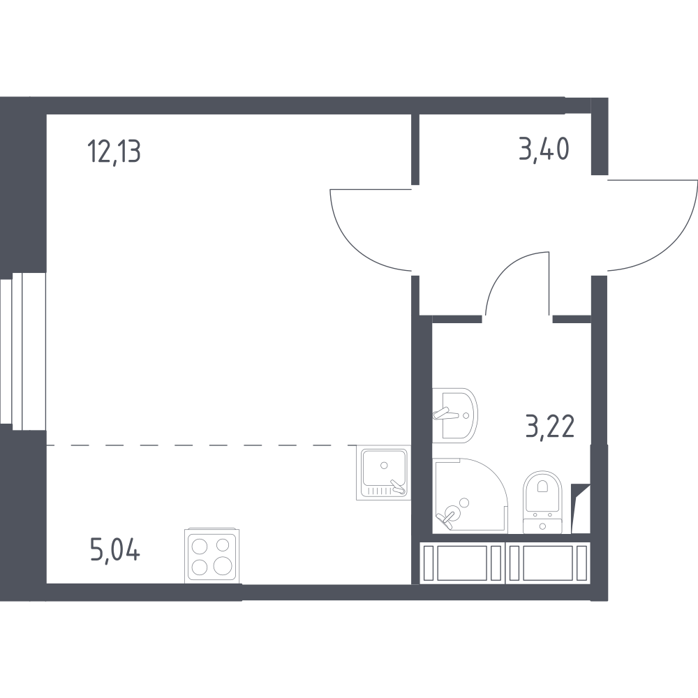 Студия 23 м2 в ЖК Новое Колпино корпус null этаж 2