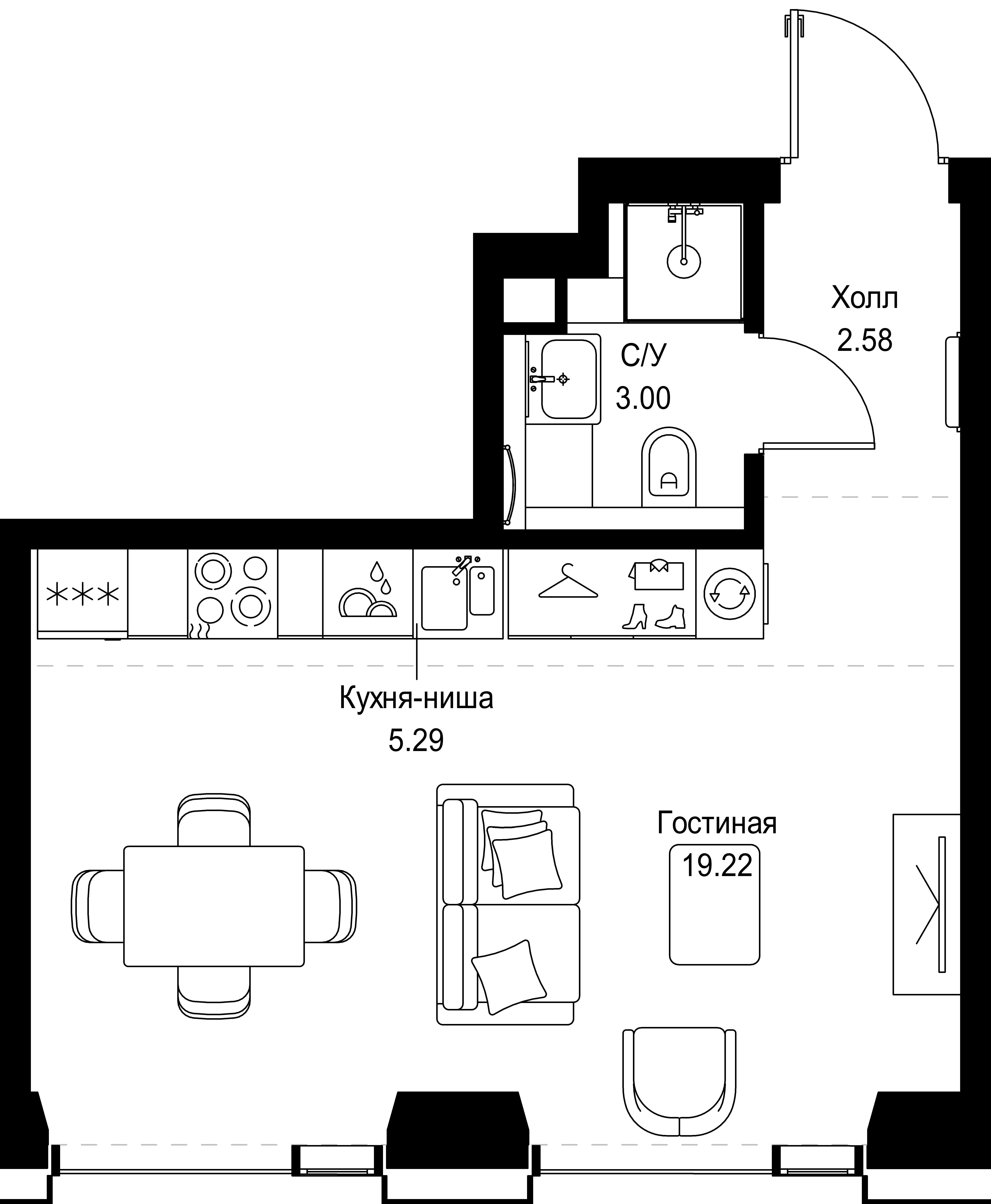 Студия 30 м2 в ЖК SET корпус null этаж 17