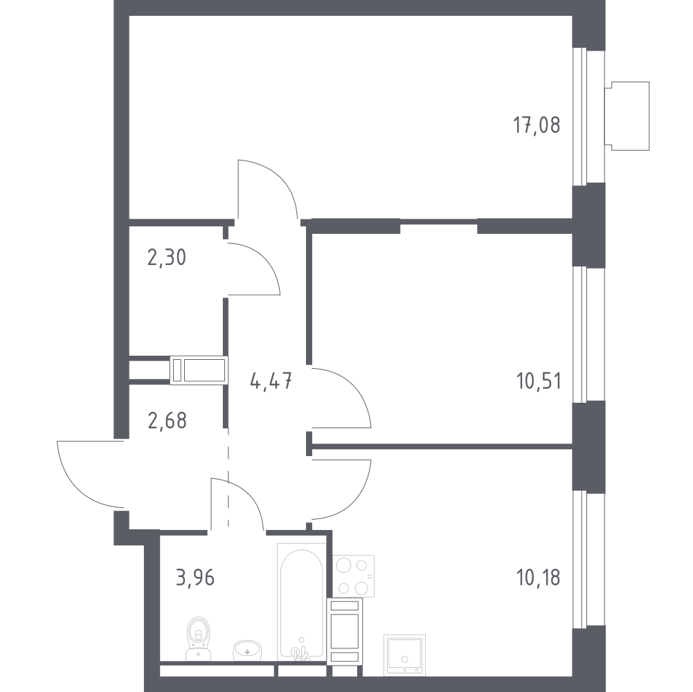 2-комнатная 50 м2 в ЖК Томилино Парк корпус null этаж 10