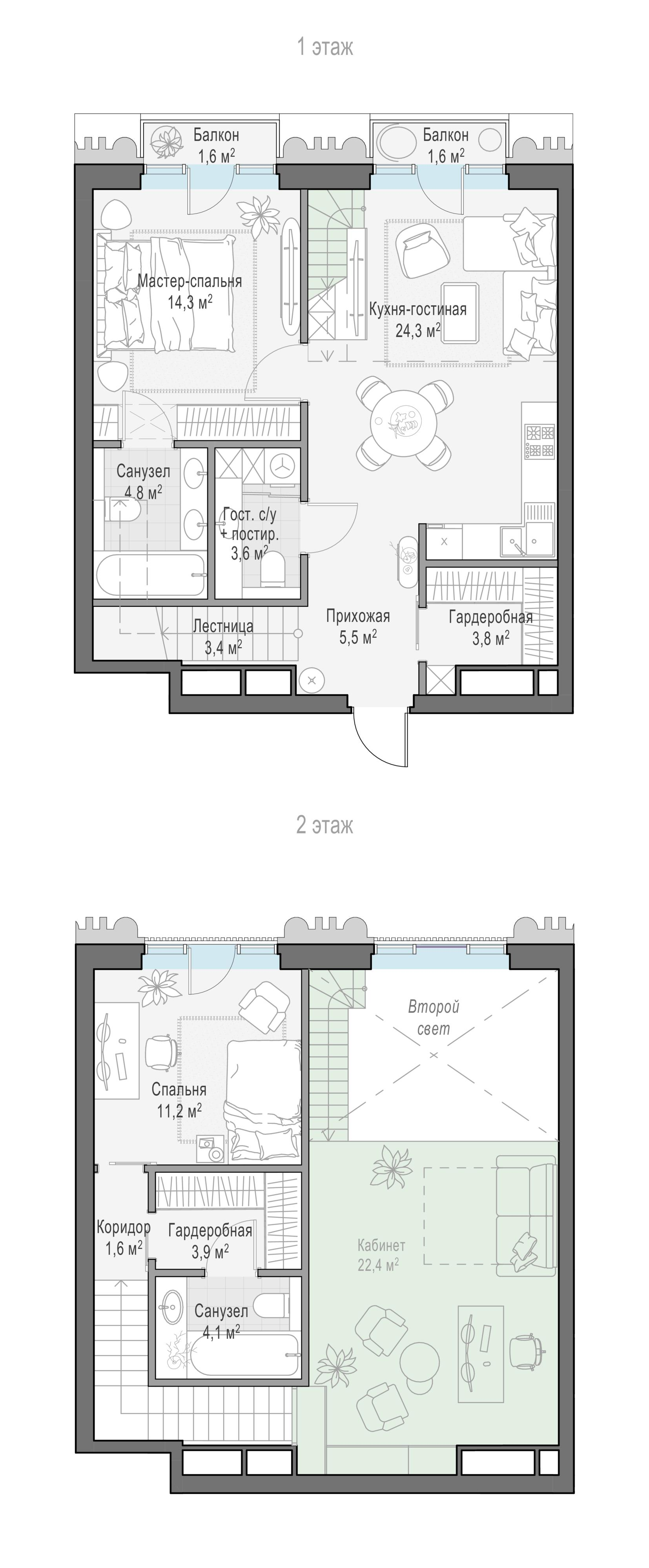 1-комнатная 60 м2 в ЖК Элитный квартал «Тишинский бульвар» корпус null этаж 12