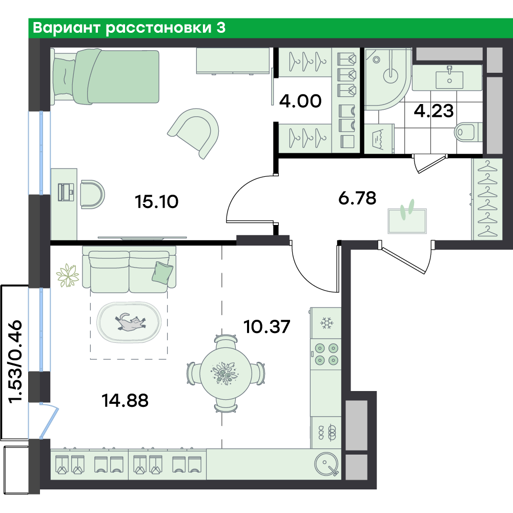 Студия 56 м2 в ЖК G3 Театральный корпус null этаж 2
