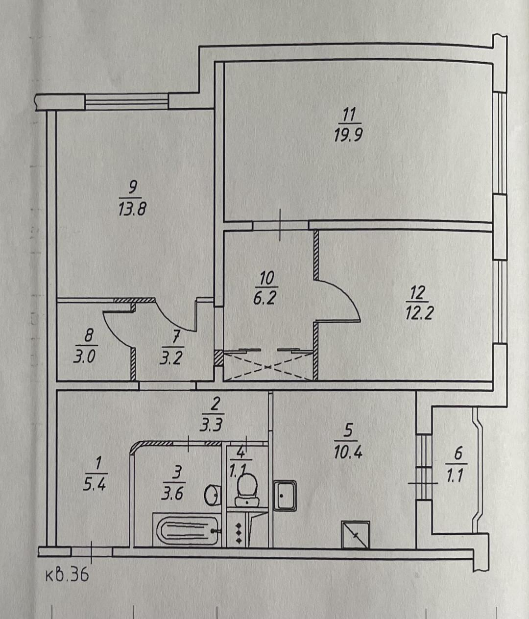 3-комнатная 83.2 м2 в ЖК undefined корпус null этаж 10