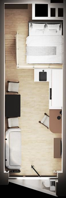 Студия 24 м2 в ЖК Гостиничный комплекс Аметист корпус null этаж 2