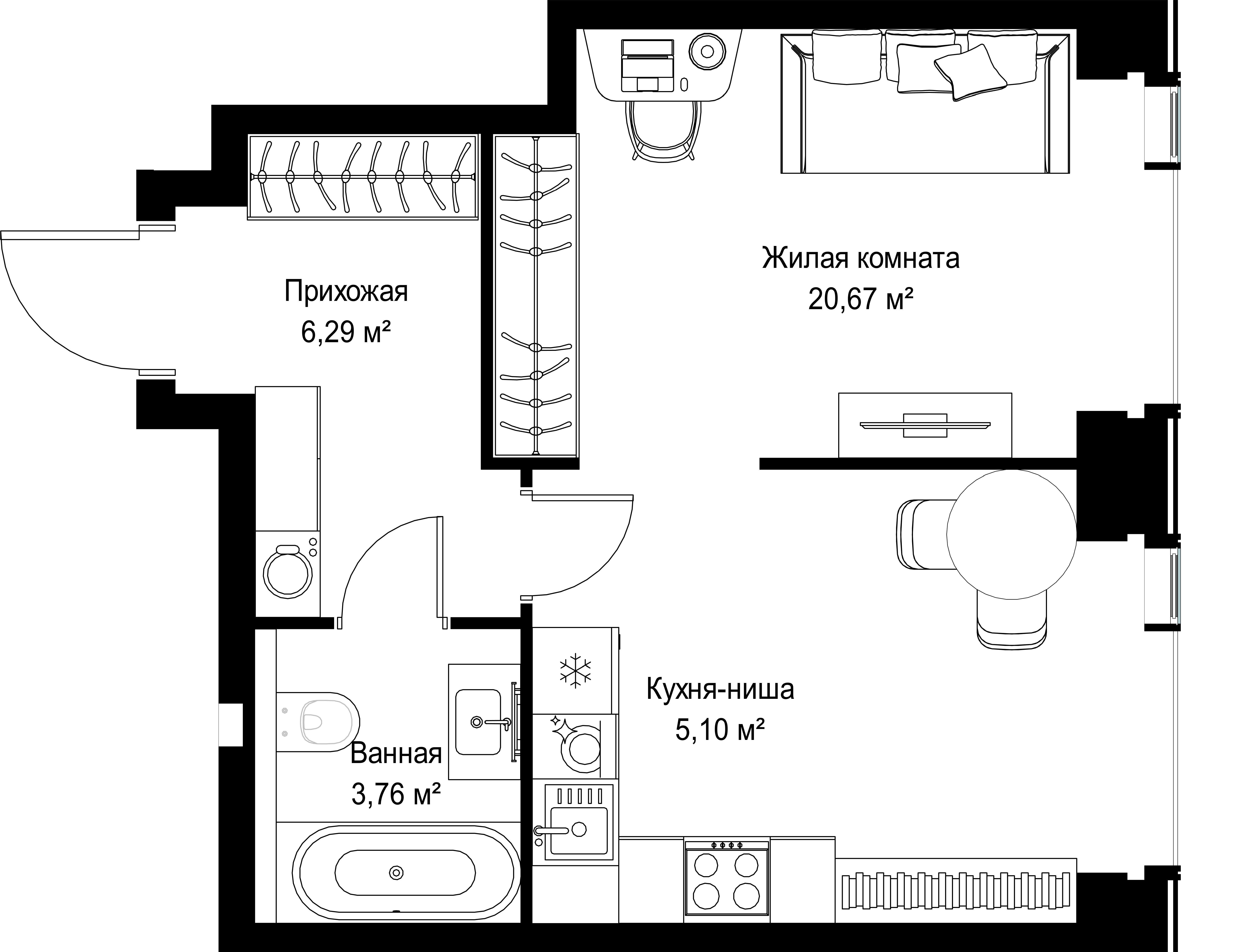 1-комнатная 35 м2 в ЖК СИТИДЗЕН корпус null этаж 32