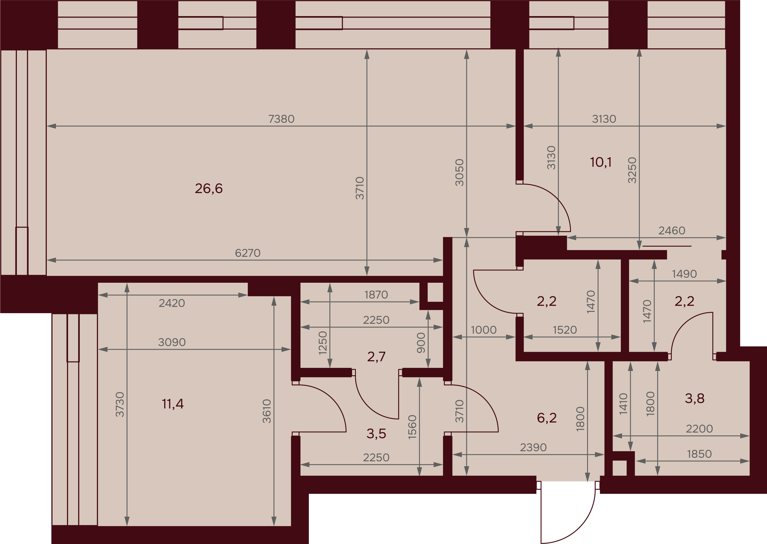 2-комнатная 68 м2 в ЖК Дом 7. Даниловский корпус null этаж 11