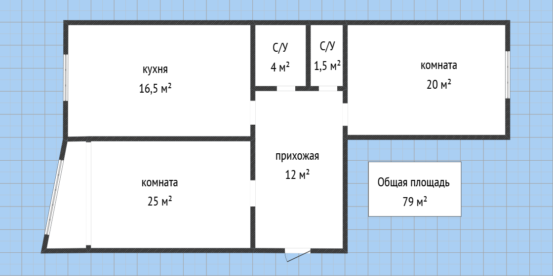 2-комнатная 79 м2 в ЖК undefined корпус null этаж 14