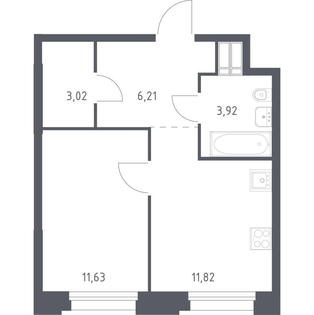 1-комнатная 36 м2 в ЖК Тропарево Парк корпус null этаж 9