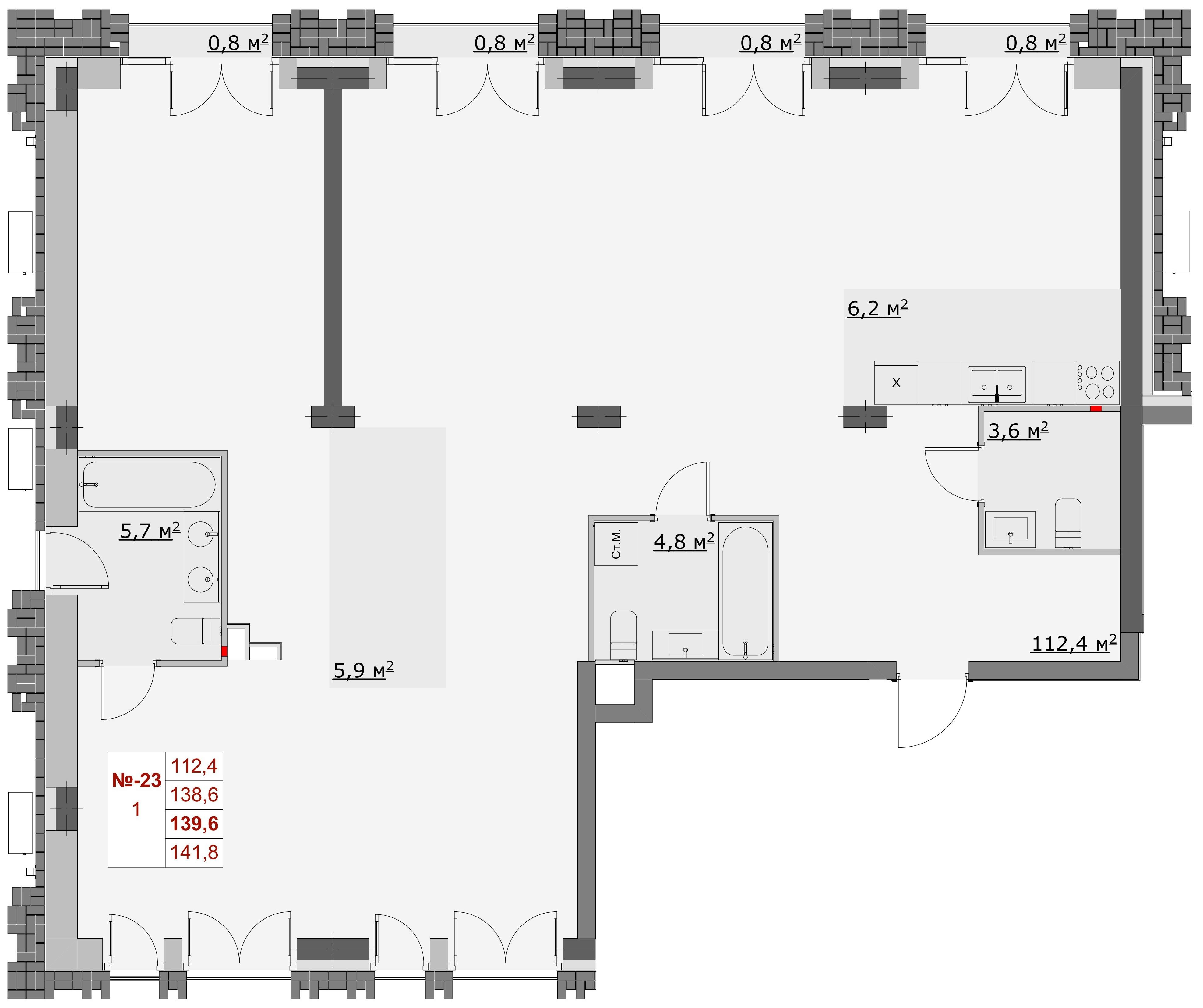 4-комнатная 139 м2 в ЖК Гермес корпус null этаж 2