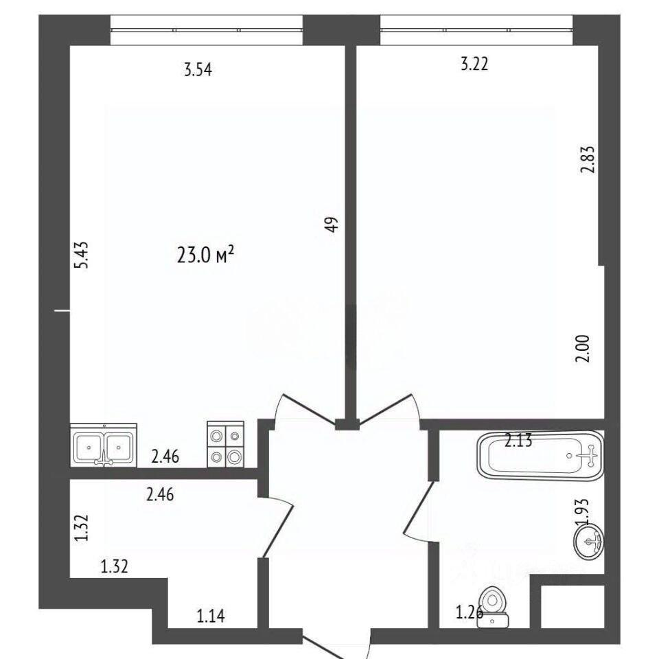 1-комнатная 50.6 м2 в ЖК undefined корпус null этаж 4