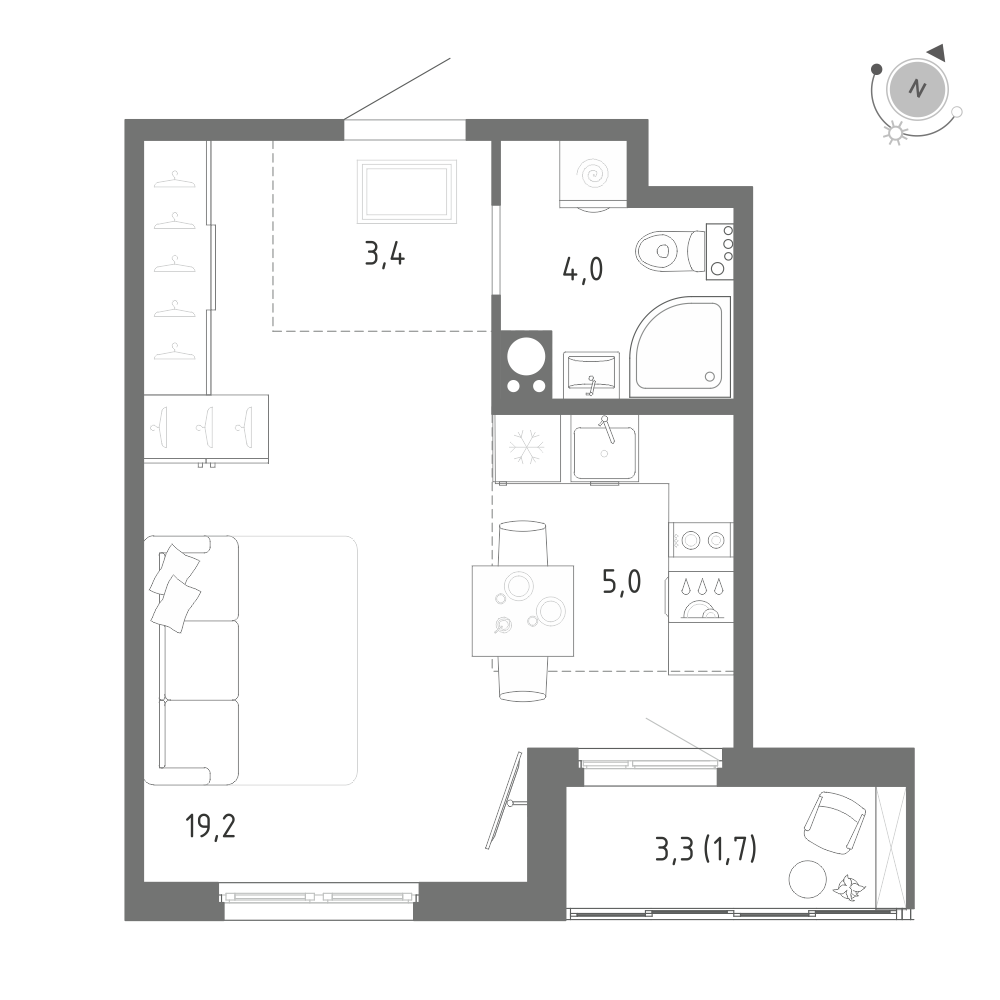 Студия 33 м2 в ЖК Клюква.Парк корпус null этаж 10