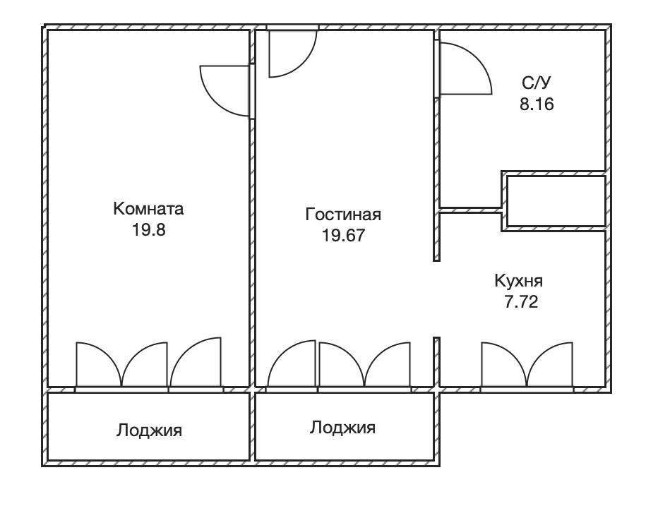 2-комнатная 55.8 м2 в ЖК undefined корпус null этаж 8