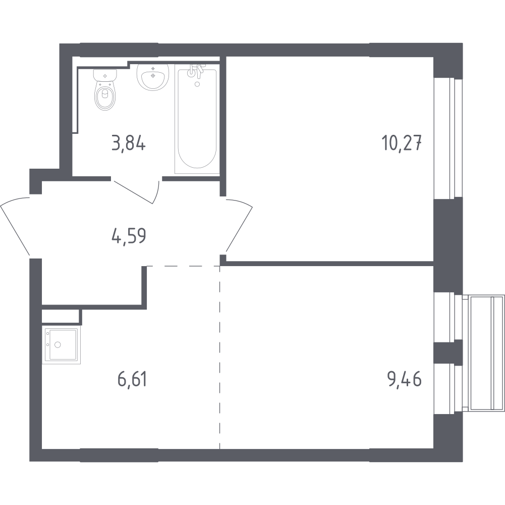 Студия 34 м2 в ЖК Рублёвский Квартал корпус null этаж 5