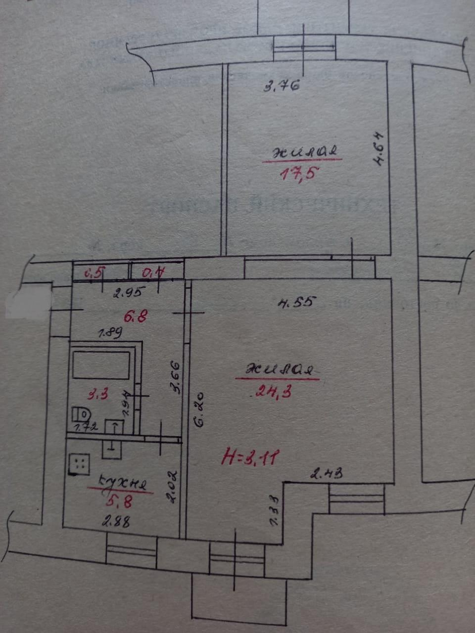2-комнатная 57.7 м2 в ЖК undefined корпус null этаж 4