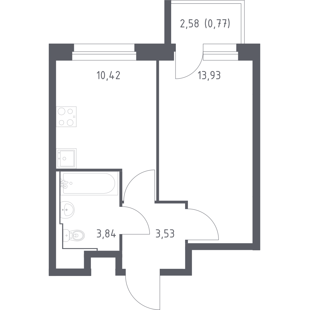1-комнатная 32 м2 в ЖК Сердце Сахалина корпус null этаж 8