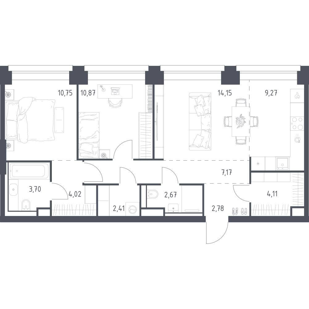 Студия 71 м2 в ЖК NOVA корпус null этаж 2
