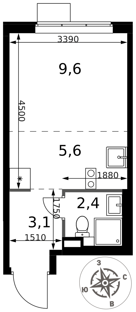 Студия 20 м2 в ЖК 1-й Химкинский корпус null этаж 12