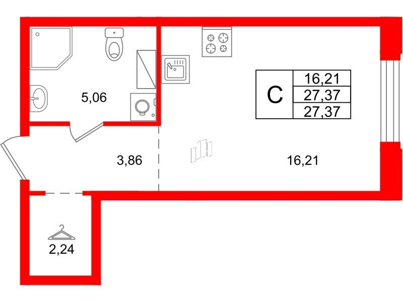 Студия 27 м2 в ЖК Айди Петроградская корпус null этаж 3