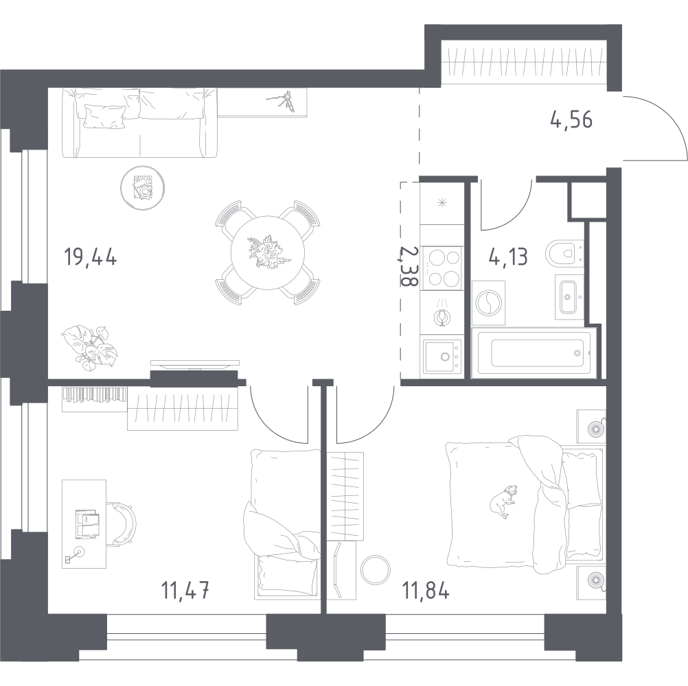 Студия 53 м2 в ЖК Верейская 41 корпус null этаж 4