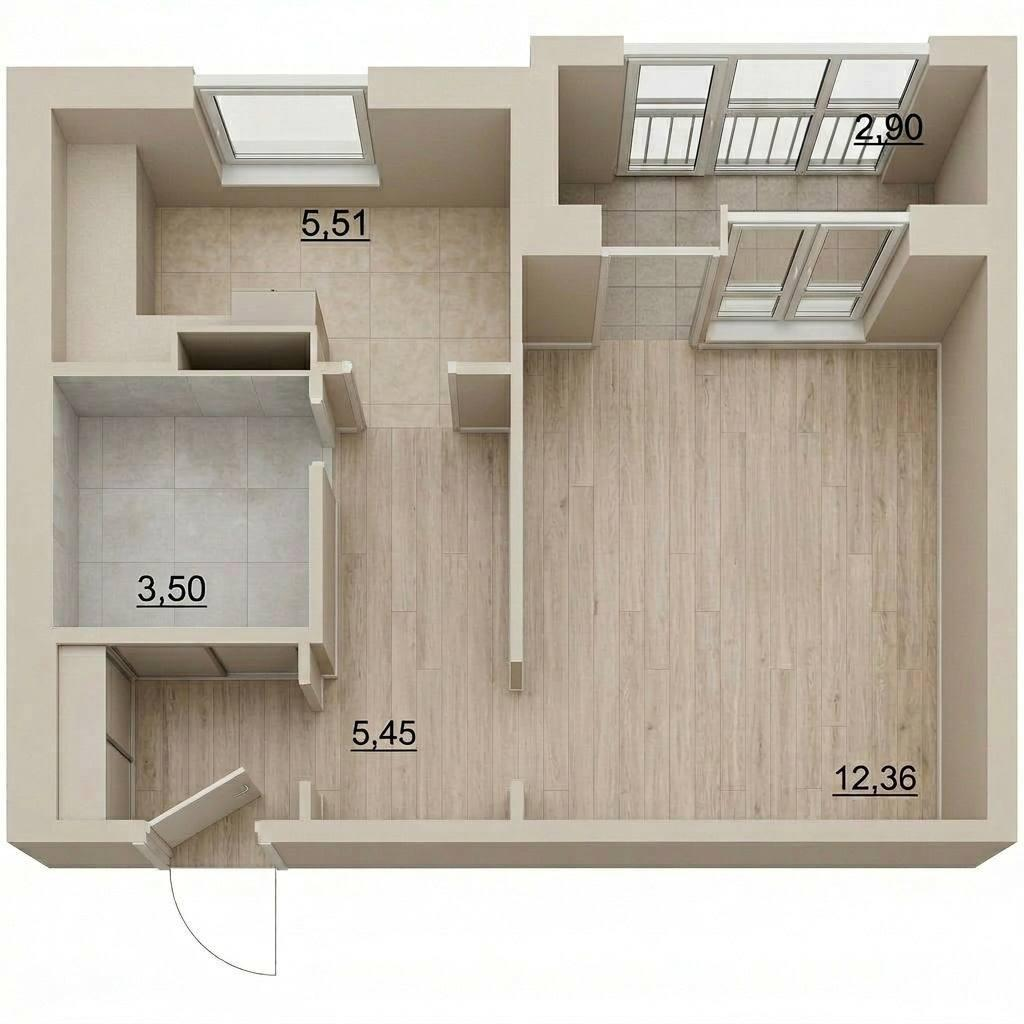 1-комнатная 27 м2 в ЖК undefined корпус null этаж 8