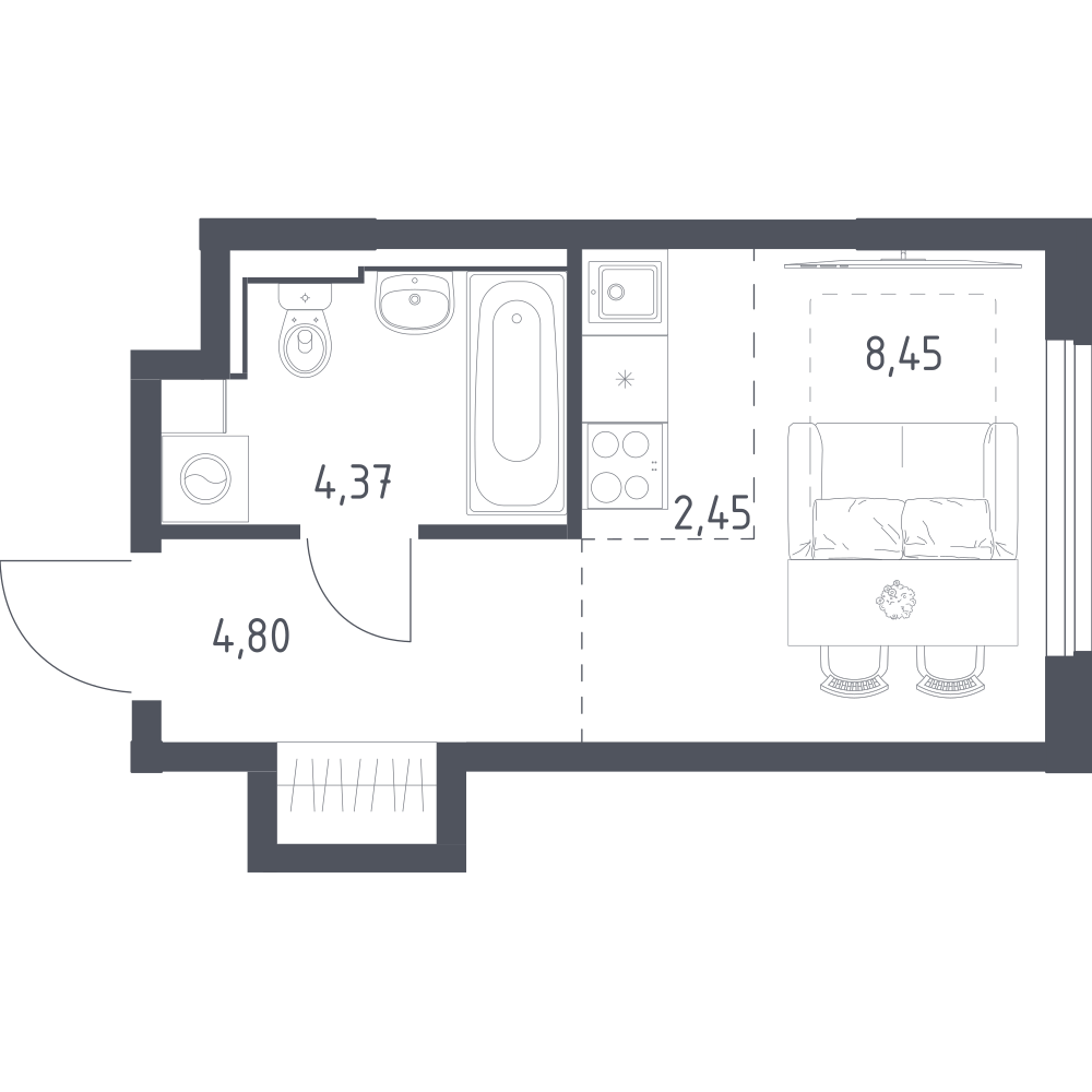Студия 21 м2 в ЖК Новое Колпино корпус null этаж 1