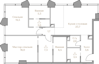 2-комнатная 89 м2 в ЖК Коллекция Лужники корпус null этаж 13
