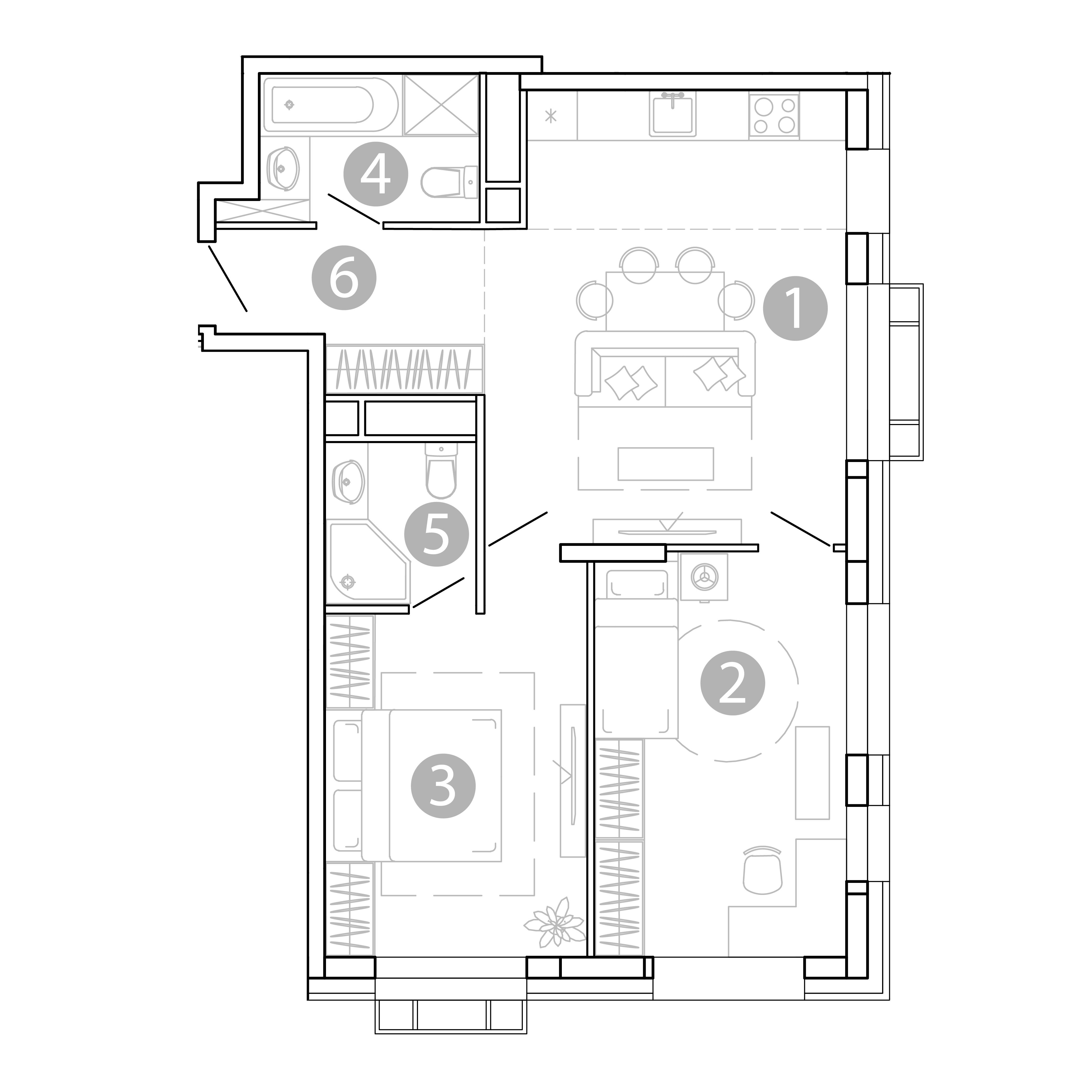 3-комнатная 63 м2 в ЖК Сенсация корпус null этаж 9