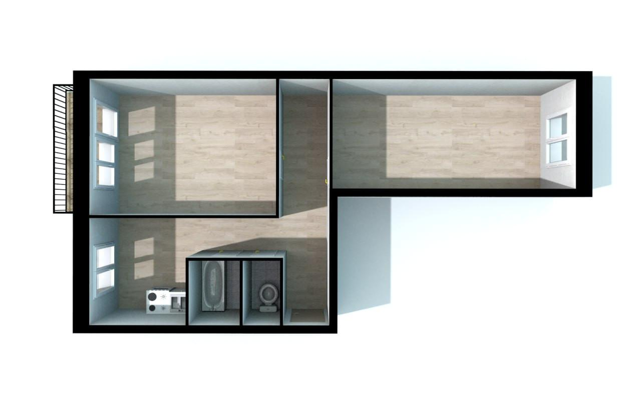 2-комнатная 46.6 м2 в ЖК undefined корпус null этаж 2