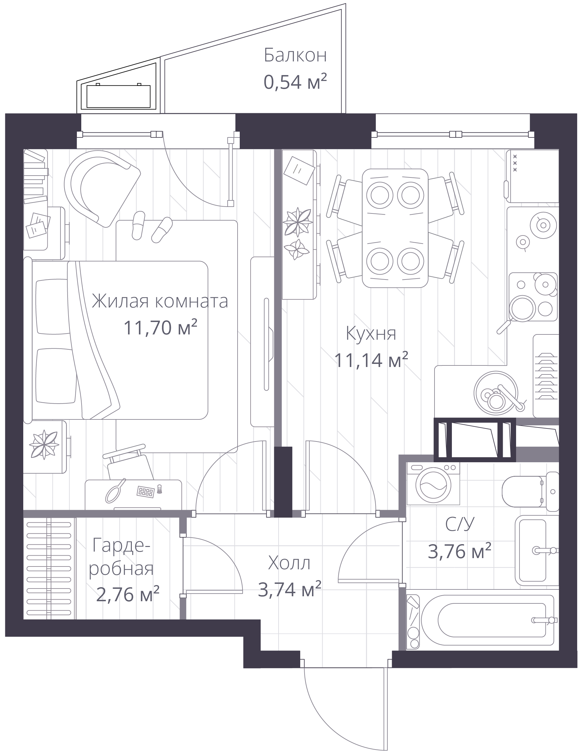 1-комнатная 33 м2 в ЖК VEREN NORT Сертолово корпус null этаж 11