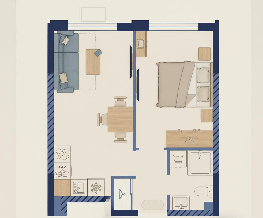 2-комнатная 34.7 м2 в ЖК undefined корпус null этаж 9