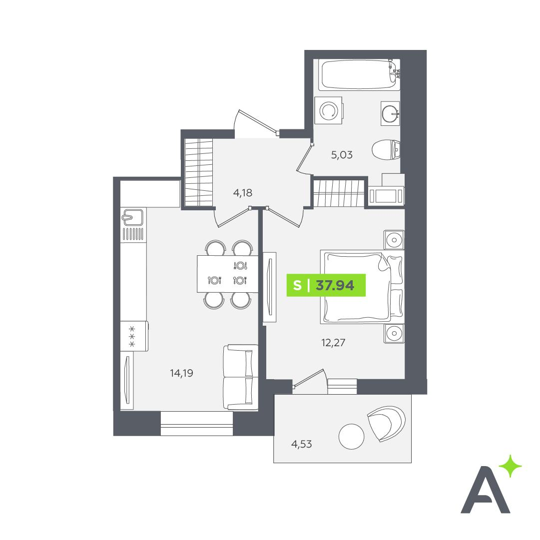 Студия 37 м2 в ЖК Аквилон STORIES корпус null этаж 3