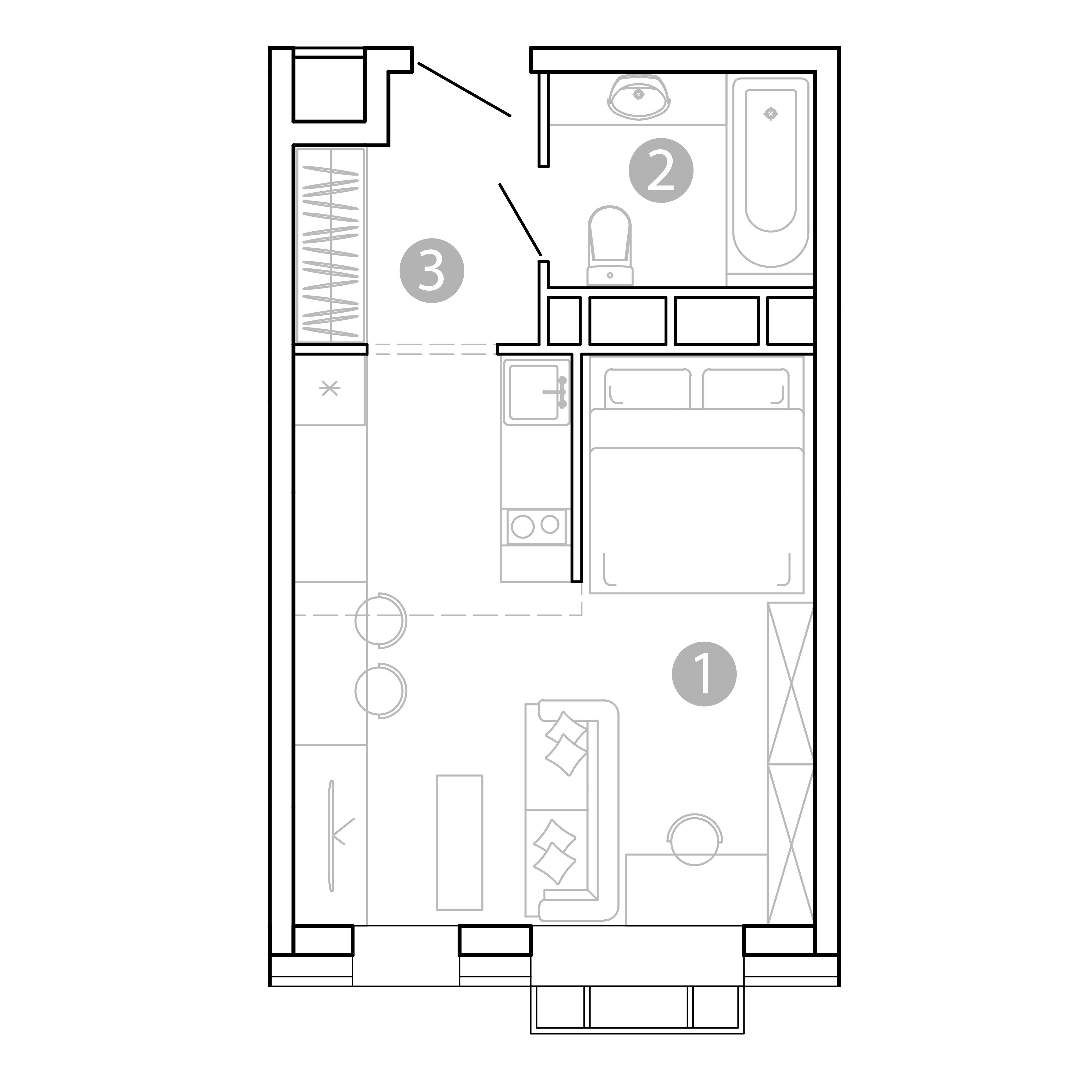 1-комнатная 29 м2 в ЖК Сенсация корпус null этаж 9