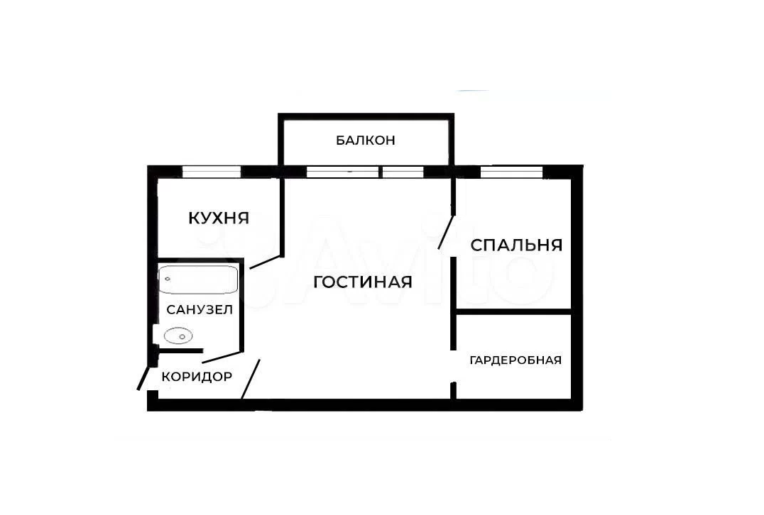 2-комнатная 42.8 м2 в ЖК undefined корпус null этаж 3