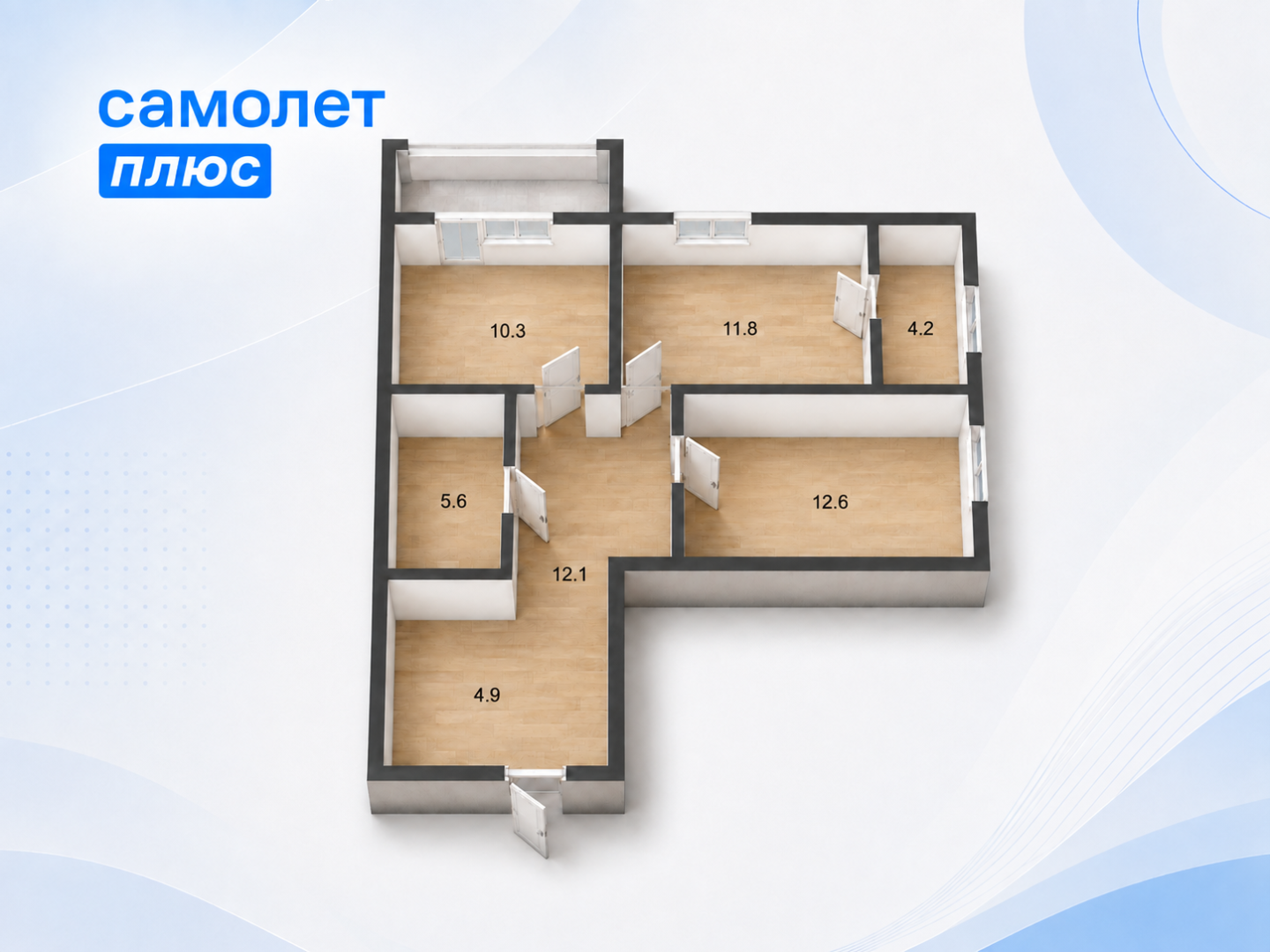 2-комнатная 61.5 м2 в ЖК undefined корпус null этаж 16
