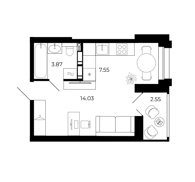 Студия 28.1 м2 в ЖК undefined корпус null этаж 15