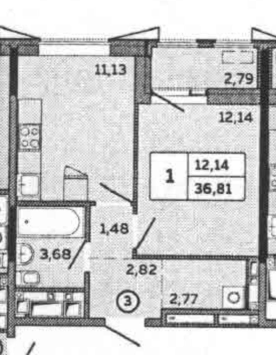 1-комнатная 36.8 м2 в ЖК undefined корпус null этаж 18
