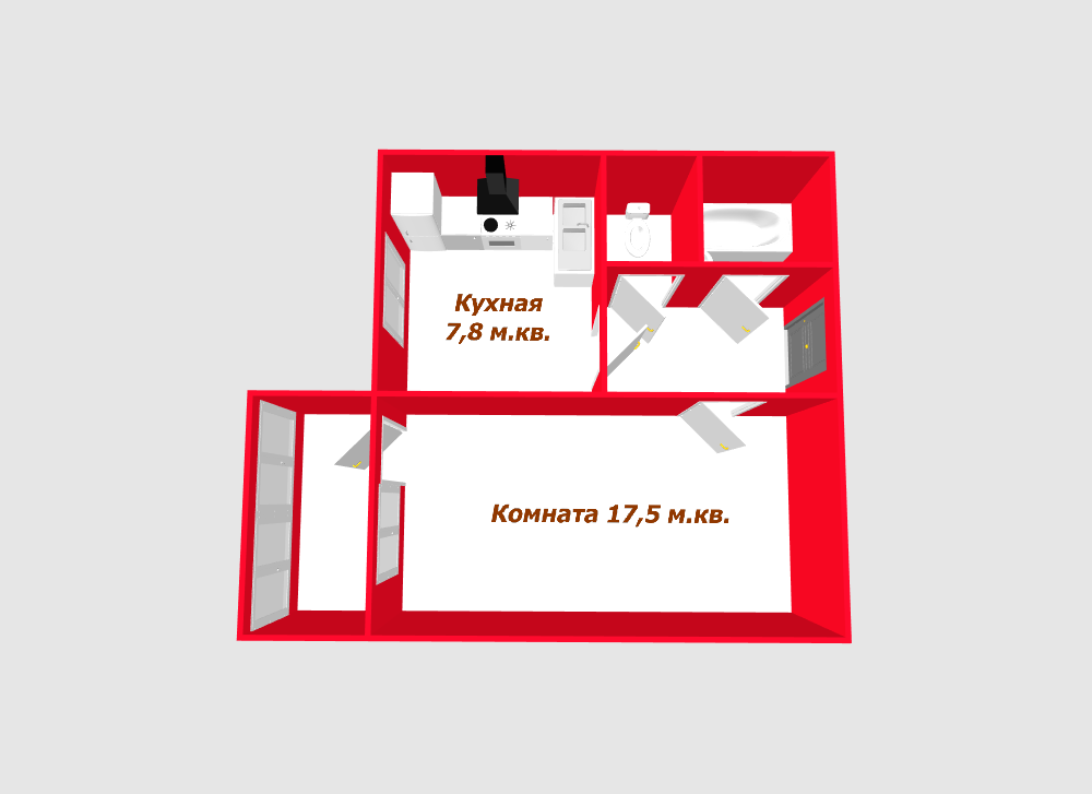 1-комнатная 33.1 м2 в ЖК undefined корпус null этаж 5