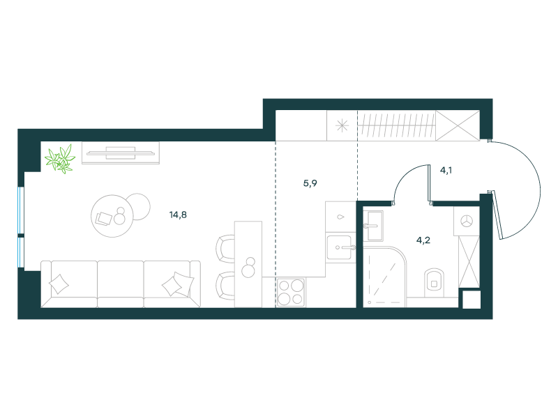 Студия 29 м2 в ЖК Level Войковская корпус null этаж 3