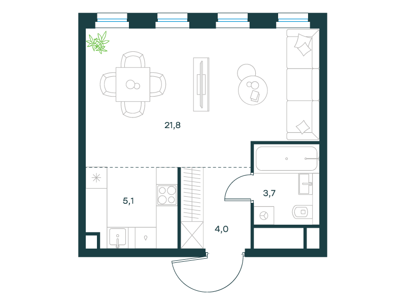 1-комнатная 34 м2 в ЖК Левел Селигерская корпус null этаж 36