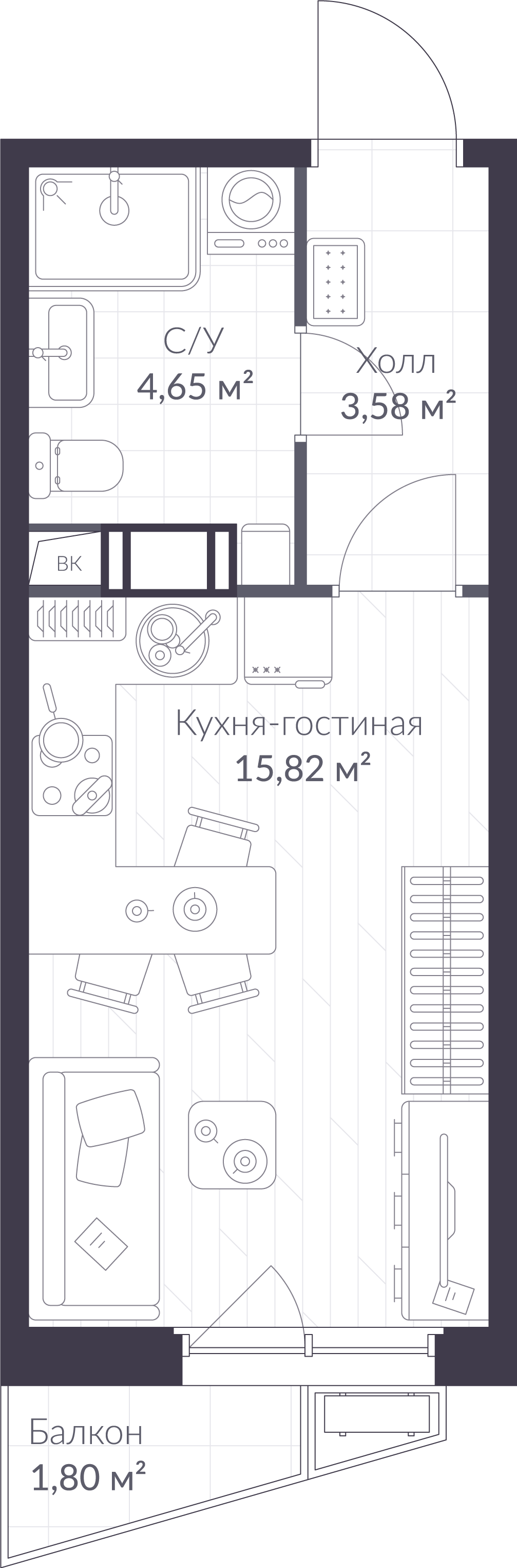 Студия 24 м2 в ЖК VEREN NORT Сертолово корпус null этаж 11