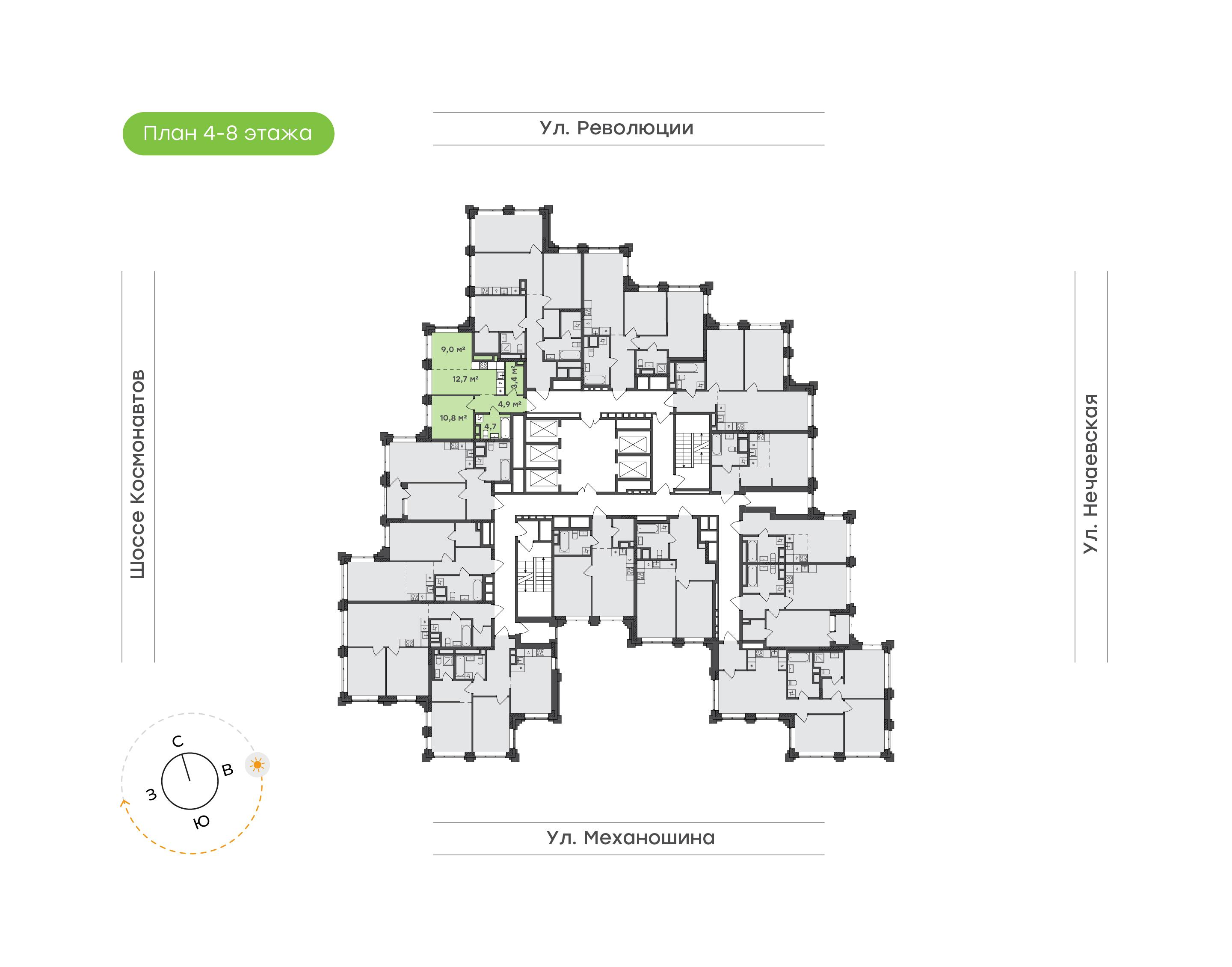 1-комнатная 45 м2 в ЖК Городские кварталы Талан корпус null этаж 7